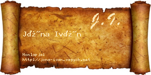 Jóna Iván névjegykártya
